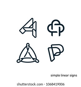 A set of simple letter characters on different topics for your logo