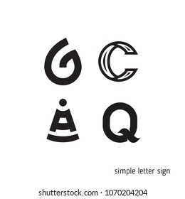 A set of simple letter characters on different topics for your logo