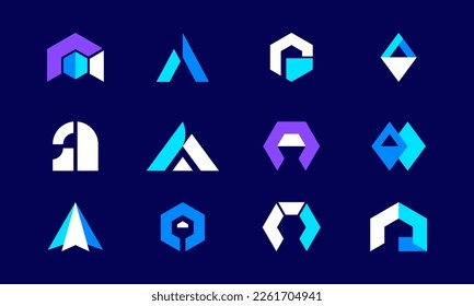 Conjunto de letras simples Un vector de plantilla de logotipo, Icónica A-inicial plantilla de diseños de logotipo