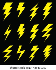 set of simple lightning bolt