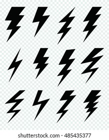 set of simple lightning bolt