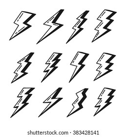 Set Of Simple Lightning Doodle