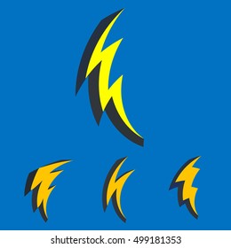 set of simple lightning doodle