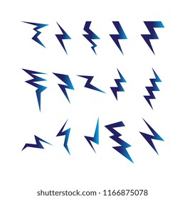 set of simple lightning electric doodle vector template