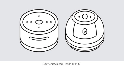 Set Of Simple Line Art Illustration of a Smart Speaker