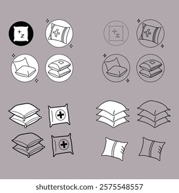 Set of Simple Line Art Pillow Icons