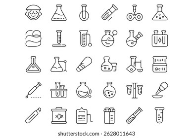 Set of simple line art science laboratory icons
