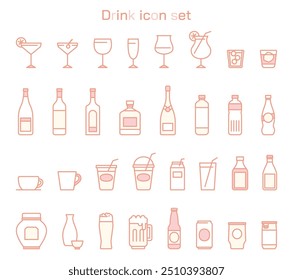 A set of simple line drawing drink icons.