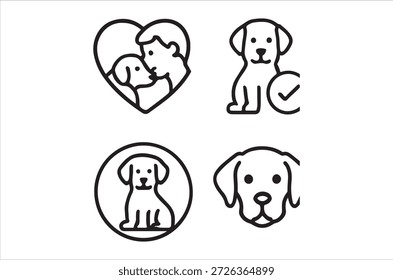 Un conjunto de dibujos de líneas simples con perros en varias poses y Formas.