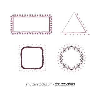 Set of simple line frames. Collection of vertical blank templates to decorate text. Greeting or wedding frames. Botanical circle frame.  Elegant minimal vector isolated set