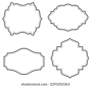 Set of simple line frames with double stroke. Easily editable vector edges with editable line thickness. Collection of vertical blank templates to decorate text. Greeting or wedding frames.