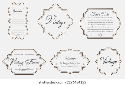 Set of simple line frames with double stroke. Easily editable vector edges with editable line thickness. Collection of vertical blank templates to decorate text. Greeting or wedding frames.