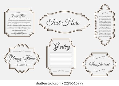 Set of simple line frames with double stroke. Easily editable vector edges with editable line thickness. Collection of vertical blank templates to decorate text. Greeting or wedding frames.
