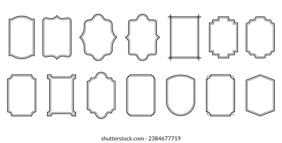 Set of simple line frames with double stroke. Vector illustration. Eps 10.