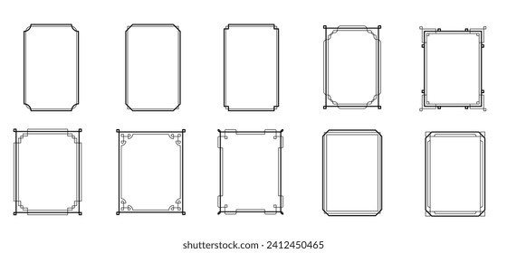 Set of simple line frames with double stroke. Easily editable vector edges with editable line thickness.