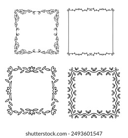 Set of simple line frames with double stroke. Easily editable vector edges with editable line thickness. Collection of vertical blank templates to decorate text. Greeting or wedding frames.