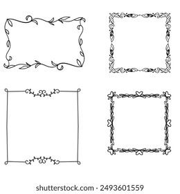 Set of simple line frames with double stroke. Easily editable vector edges with editable line thickness. Collection of vertical blank templates to decorate text. Greeting or wedding frames.