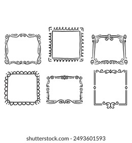 Set of simple line frames with double stroke. Easily editable vector edges with editable line thickness. Collection of vertical blank templates to decorate text. Greeting or wedding frames.