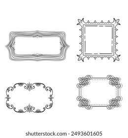 Set of simple line frames with double stroke. Easily editable vector edges with editable line thickness. Collection of vertical blank templates to decorate text. Greeting or wedding frames.