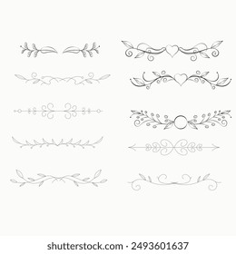 Set of simple line frames with double stroke. Easily editable vector edges with editable line thickness. Collection of vertical blank templates to decorate text. Greeting or wedding frames.