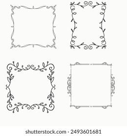 Set of simple line frames with double stroke. Easily editable vector edges with editable line thickness. Collection of vertical blank templates to decorate text. Greeting or wedding frames.