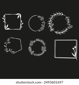 Set of simple line frames with double stroke. Easily editable vector edges with editable line thickness. Collection of vertical blank templates to decorate text. Greeting or wedding frames.