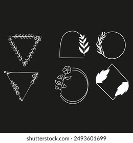 Set of simple line frames with double stroke. Easily editable vector edges with editable line thickness. Collection of vertical blank templates to decorate text. Greeting or wedding frames.
