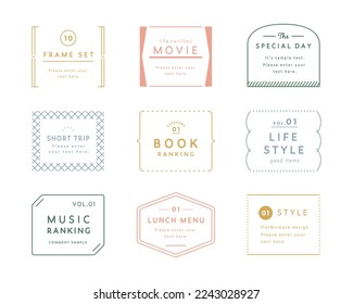 A set of simple line frames.
Illustrations for titles and headline decorations.
Recommended for banners and advertisements.