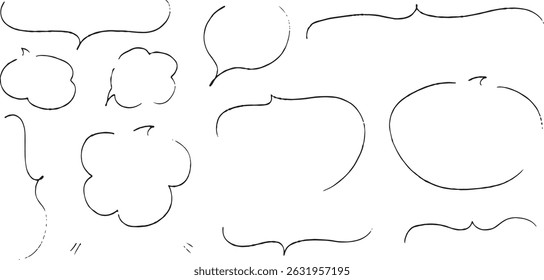 Un conjunto de burbujas de discurso dibujadas a mano de línea simple