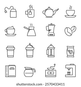 Set simple line icon of coffee shop vector illustration