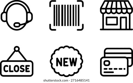 Conjunto de iconos de línea simples para el comercio electrónico y la Asistencia al cliente