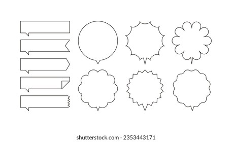 Conjunto de iconos de línea simples con formas geométricas, abstractas y burbujas de voz en forma de barra. Ilustración que representa mensaje, conversación, palabra, pensamiento, charla.
