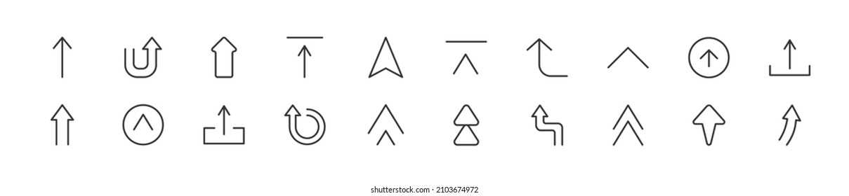 Set of simple up line icons. Outline stroke object. Linear signs pack. Perfect for web apps and mobile.