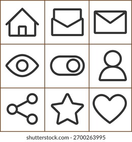 Set of simple line icons for web design and apps.