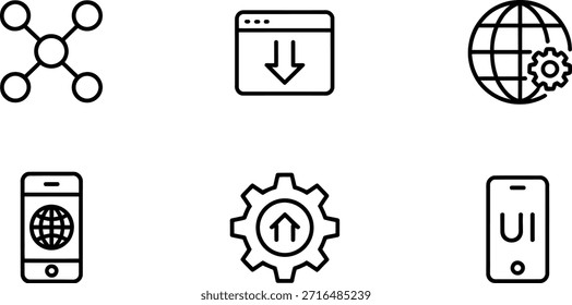 Conjunto de ícones de linha simples para aplicações Web e móveis