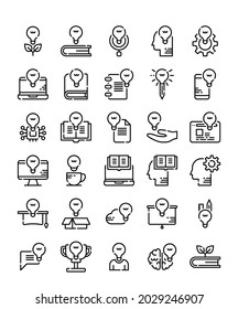 set of simple line knowledge education icons vector illustration