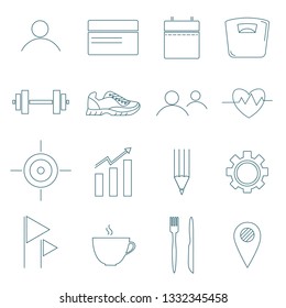 Set of simple line style icons for fitness club application