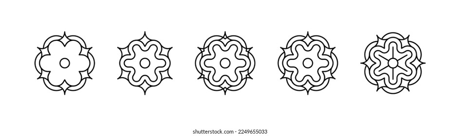 Set simple line style ornate floral mandala's vector illustration