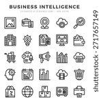 Set of simple Lineal Business Intelligence Icons. Lineal art icons pack.