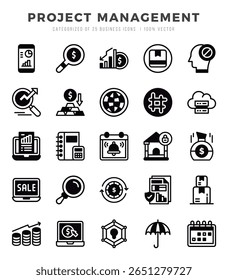 Set of simple Lineal Filled Project Management Icons. Lineal Filled art icons pack.