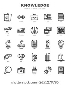 Set of simple Lineal Knowledge Icons. Lineal art icons pack.