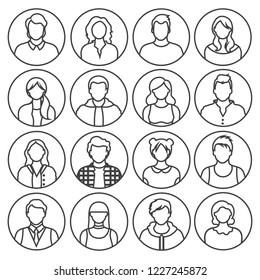 set of simple linear icons. personal avatar. people. vector illustration