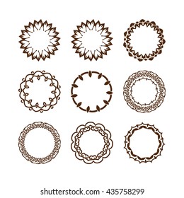 Set of simple linear monograms. Vector illustration. Isolated on white. Vector collection of decorative frames or borders.