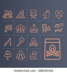 Set of simple linear nature icons