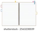 A Set of Simple Lined Notebook and Sticky Notes, Spiral Notebook, Open Spread