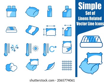conjunto de iconos de línea vectorial relacionados con línea simple Contiene iconos como mantas.