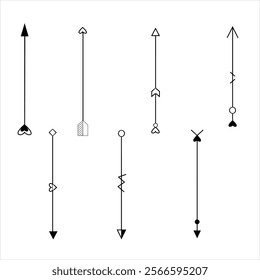 Set of simple lines hand drawn black arrows in various style. Set of simple of hand drawn black arrows. Set of simple lines hand drawn black arrows. Various of simple lines arrows collection