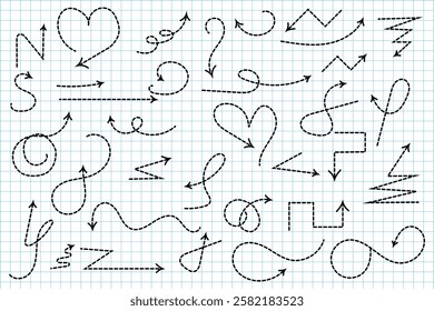 Set of simple lines hand drawn black arrows in various style. Set of simple of hand drawn black arrows. Set of simple lines hand drawn black arrows. Various of simple lines arrows collection