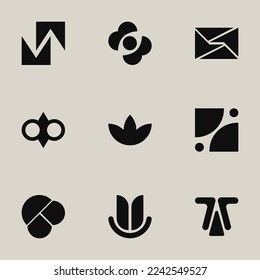 Set of simple logos. Unusual figures. Vector illustration