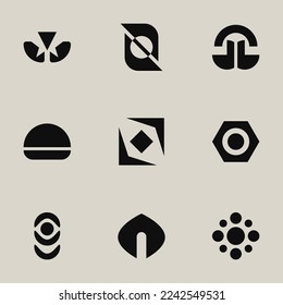 Conjunto de logotipos simples. Cifras inusuales. Ilustración del vector